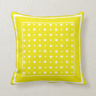 Stylish Yellow Pillow or Cushion, White Polka Dots