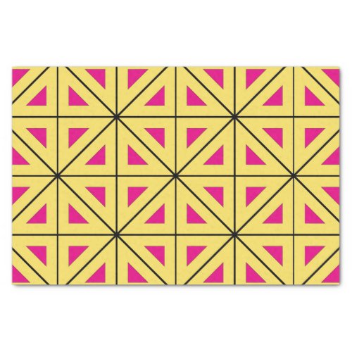 Stylish Yellow  Pink Geometric Pattern Tissue Paper