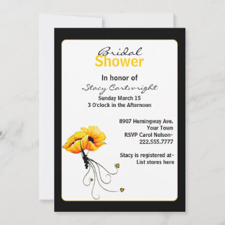 Stylish Yellow Poppies Bridal Shower Invitation