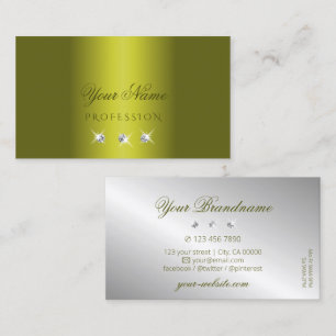 Stylish Yellow Silver Sparkling Diamonds Elegant Business Card