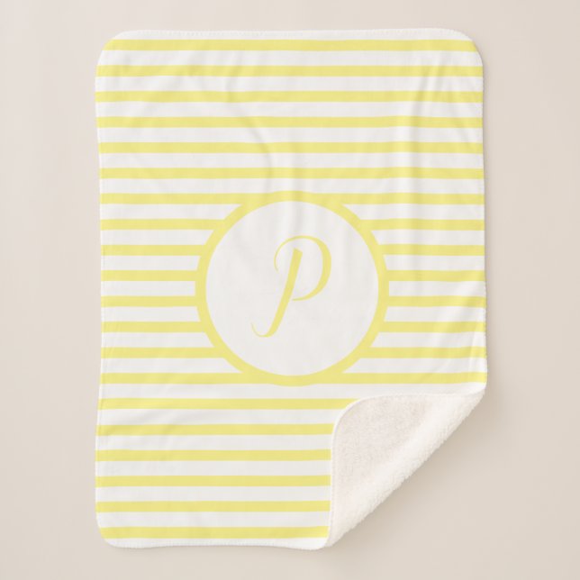 Stylish Yellow Stripes P Monogram Throw Blanket (Front)