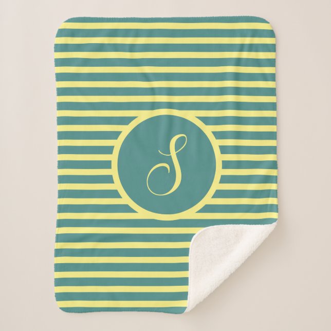 Stylish Yellow Stripes S Monogram Throw Blanket (Front)
