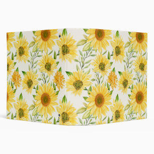 Stylish yellow sunflowers pattern 3 ring binder