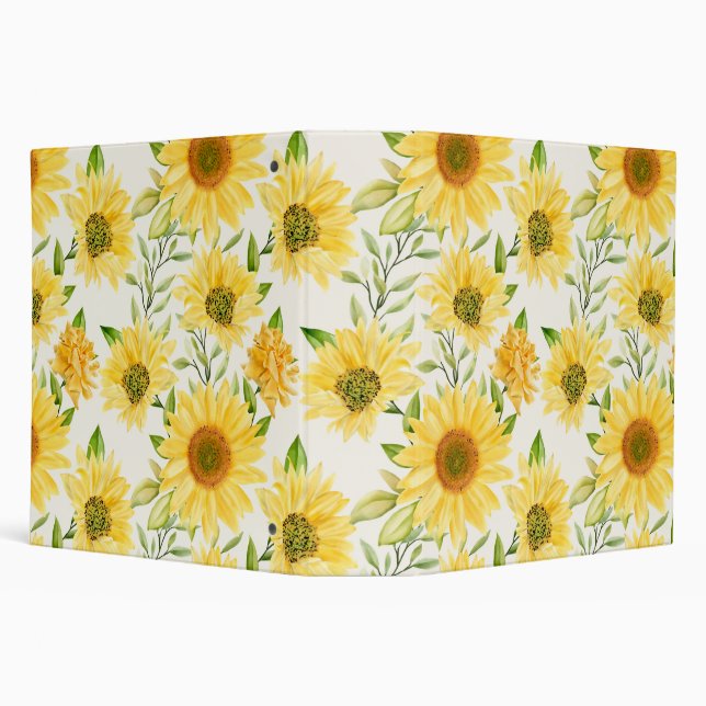 Stylish yellow sunflowers pattern 3 ring binder (Background)