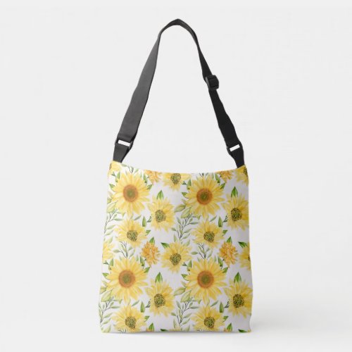 Stylish yellow sunflowers pattern crossbody bag