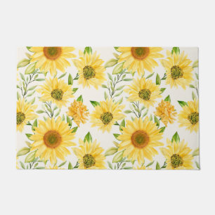 Stylish yellow sunflowers pattern doormat