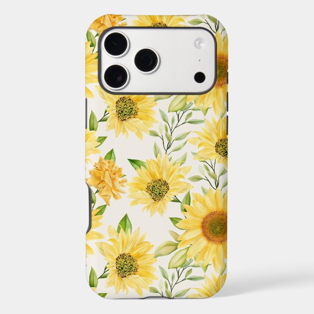 Stylish yellow sunflowers pattern iphone case (Back)
