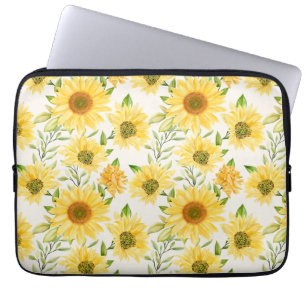 Stylish yellow sunflowers pattern laptop sleeve