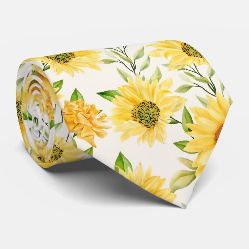 Stylish yellow sunflowers pattern neck tie