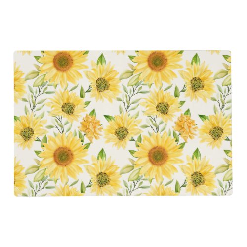 Stylish yellow sunflowers pattern placemat