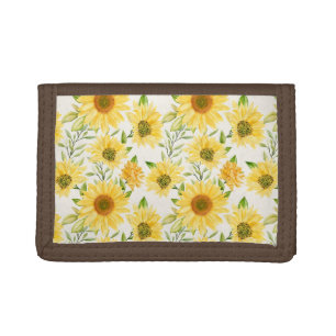 Stylish yellow sunflowers pattern trifold wallet