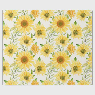 Stylish yellow sunflowers pattern wrapping paper