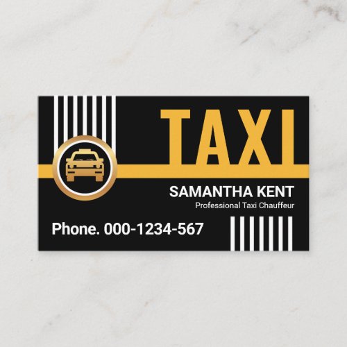 Stylish Yellow Taxi Lines Driving Business Card