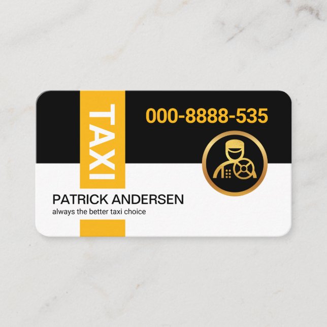 Stylish Yellow Taxi Stripe On Black Layer Business Card (Front)