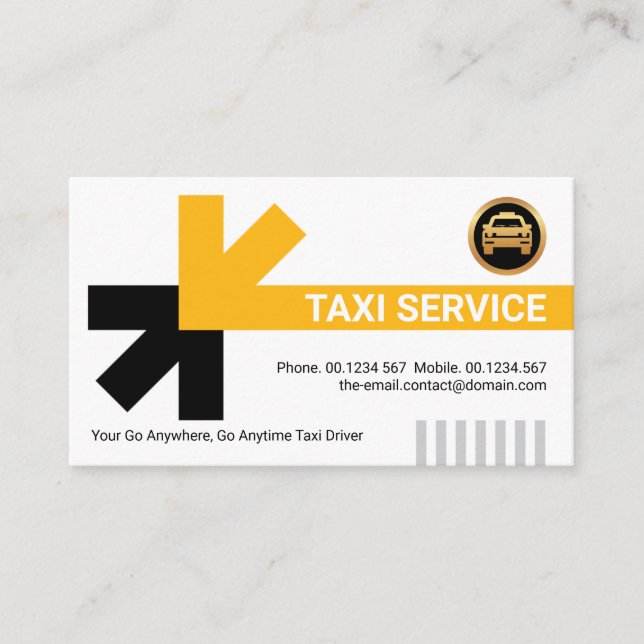 Stylish Yellow Taxi Travel Routes Taxi Cab Driver Business Card (Front)