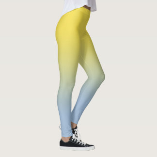 Stylish Yellow to Light Blue Gradient Leggings