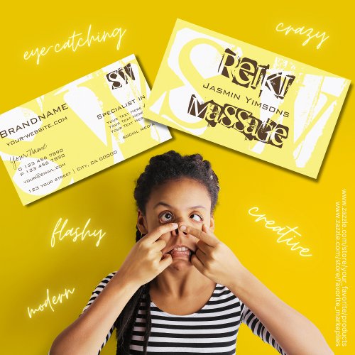 Stylish Yellow White and Brown Chic with Initials Business Card