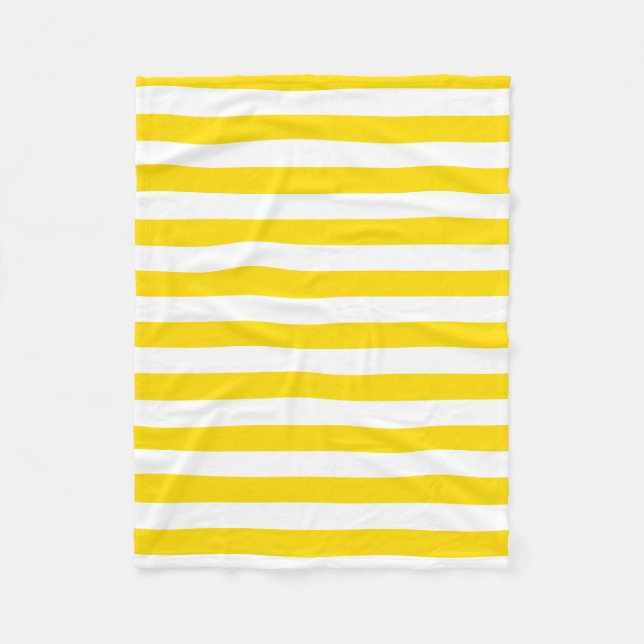 Stylish Yellow White Stripes Decorative Template Fleece Blanket (Front)