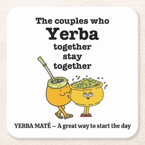 Stylish YERBA MATE Couples Square Paper Coaster