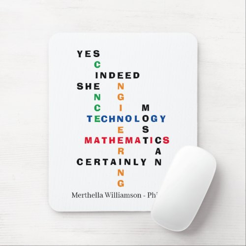 Stylish YES SHE CAN Motivational STEM  Mouse Pad