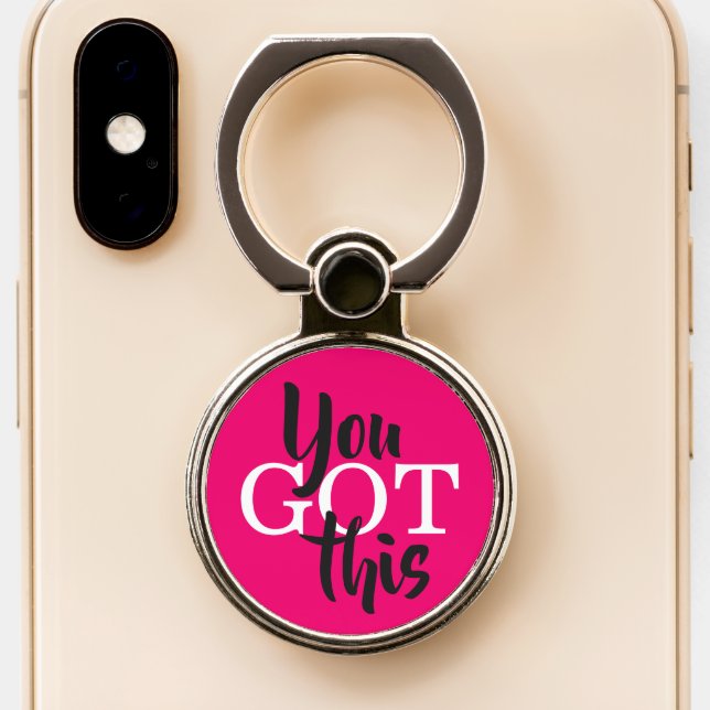 Stylish You Got This Motivational Black White Pink Phone Ring Stand (Close Up)