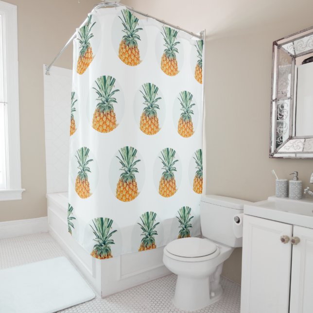 Stylish Yummy Pineapple Circles Shower Curtain (In Situ)
