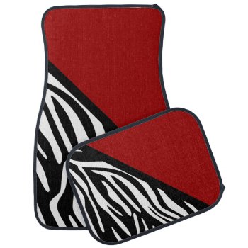 Stylish Zebra Print And Red Car Mats by theburlapfrog at Zazzle
