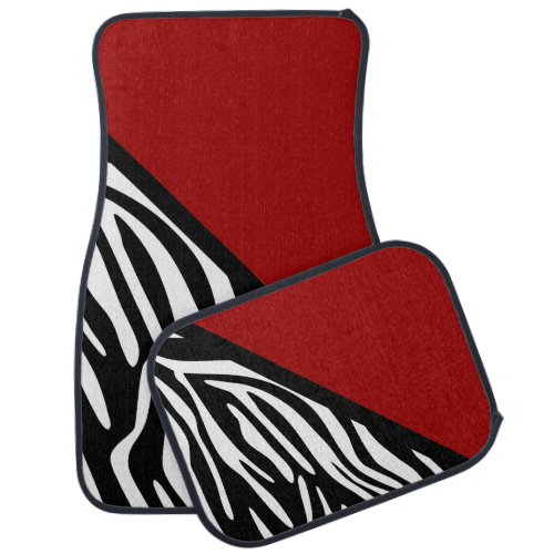 Stylish Zebra Print and Red Car Mats