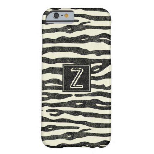 Stylish Zebra Print Black Stripes Chic Monogram Barely There iPhone 6 Case