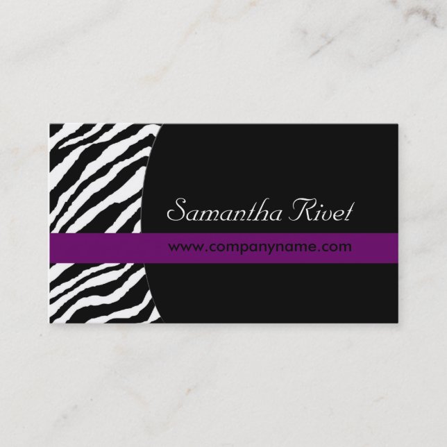 Stylish Zebra Print Business Cards (Front)