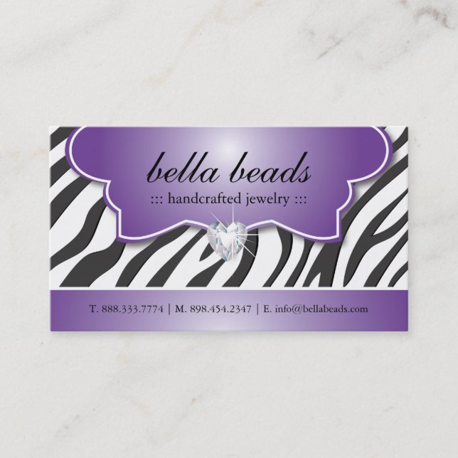 Stylish Zebra Print Business Cards (Front)