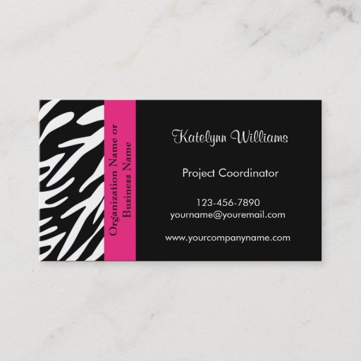 Customizable Stylish Zebra Print Business Cards