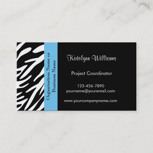 Customizable Stylish Zebra Print Business Cards
