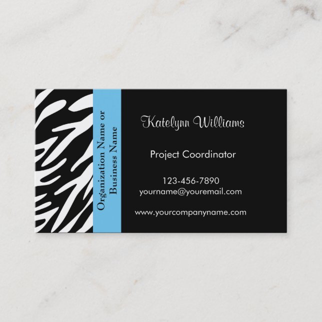 Stylish Zebra Print Business Cards (Front)