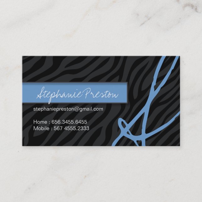 Stylish Zebra Print Calling Card (Front)