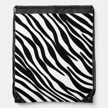 Stylish Zebra Print Drawstring Cinch Bag by stripedhope at Zazzle