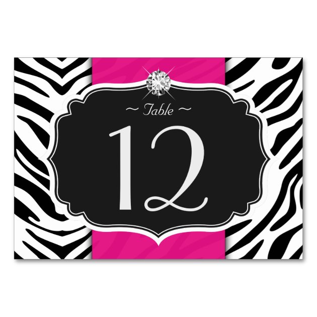 Stylish Zebra Print Wedding Table Number Card
