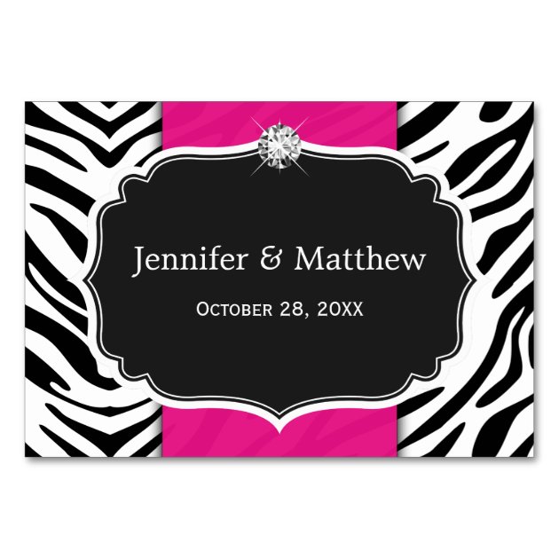 Stylish Zebra Print Wedding Table Number Card