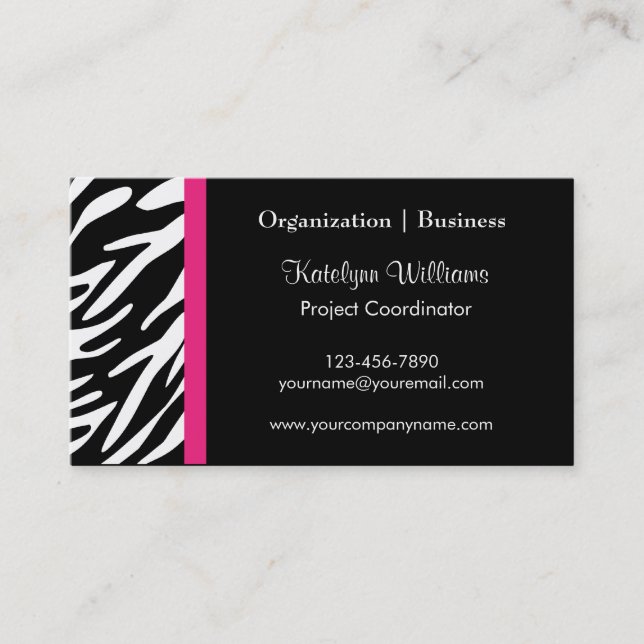 Stylish Zebra Stripes Business Cards (Front)