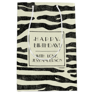 Stylish Zebra Stripes Modern Animal Custom Party Medium Gift Bag