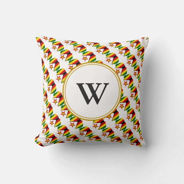 Stylish ZIMBABWE Blessed Nation Monogram Gift Throw Pillow (Front)