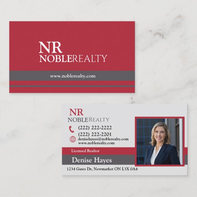 Stylishe Red and Off White Real Estate Business Card (Front/Back)