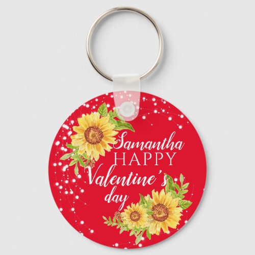 StylishHappy Valentines Floral Sunflower Keychain