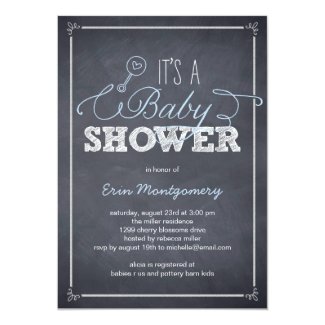 Stylishly Chalked Baby Shower Invitations - Blue