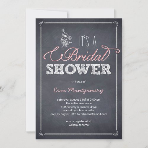 Stylishly Chalked Bridal Shower Invitations