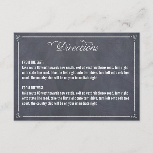 Stylishly Chalked Directions Card