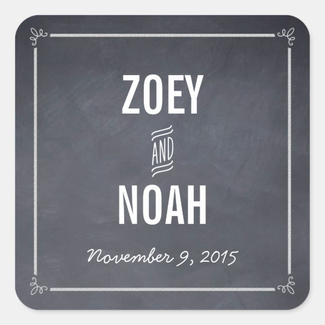 Stylishly Chalked Favor Sticker (Front)