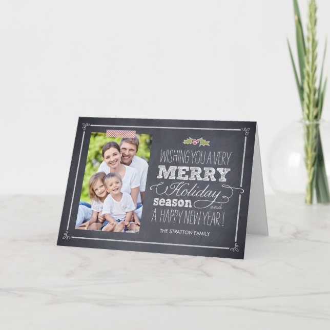 Stylishly Chalked Holiday Photo Card (Front)
