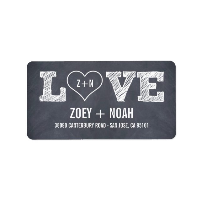 Stylishly Chalked Wedding Address Labels (Front)
