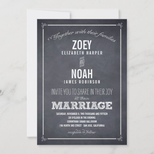 Stylishly Chalked Wedding Invitations